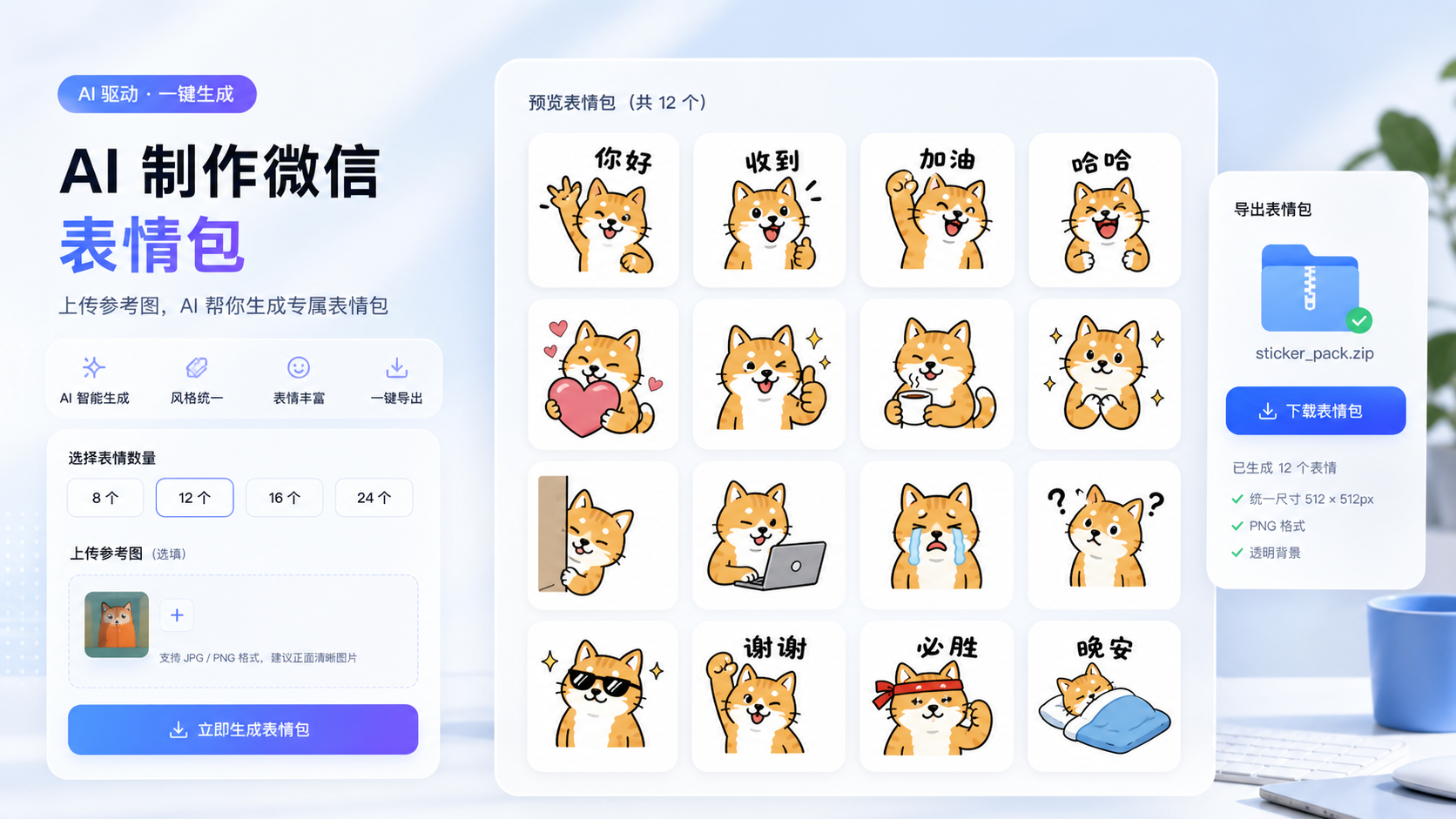 PixtoAI 微信表情包制作工具界面示意图